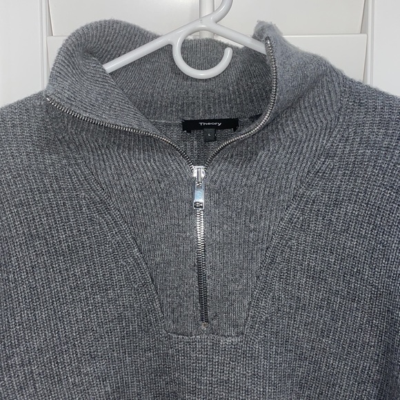 Theory Quarter-Zip Mock Neck Sweater in Wool-Cashmere - Picture 2 of 4